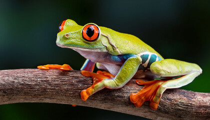 Naklejka premium javan tree frog sitting on branch
