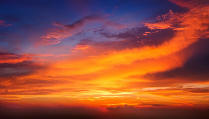 Fototapeta premium bright orange sky and colorful sky in twilight background