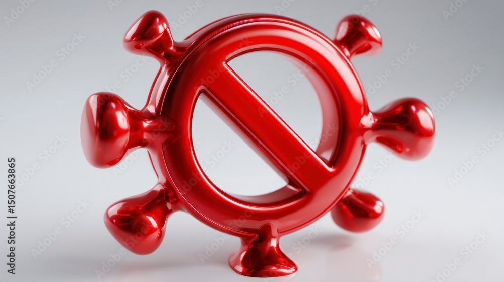 Poster a glossy red prohibition symbol with abstract extensions ideal for design concepts and creativ
