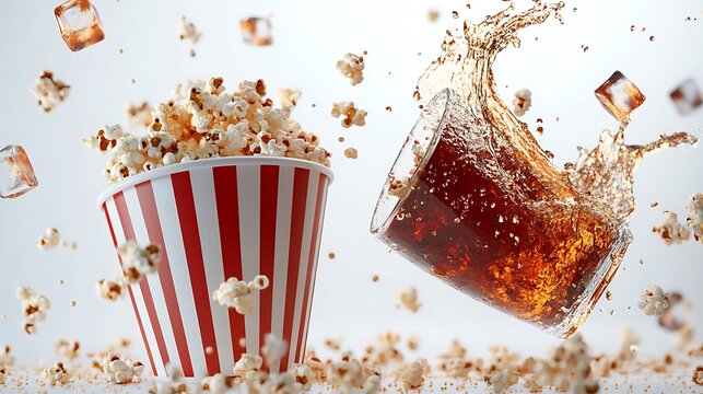 Popcorn and soda in a dynamic display.