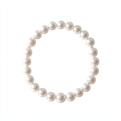 Obraz premium A classic pearl necklace arranged in a perfect circle on a white background.