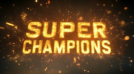 Fiery text display of the words "super champions".