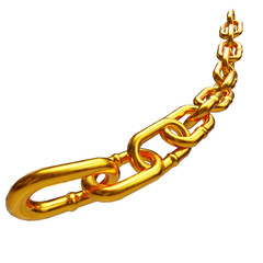 gold chain link on transparent background