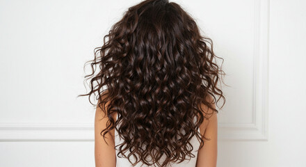 lange lockige braune haare von hinten