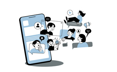 チャットで会話をするビジネスパーソン