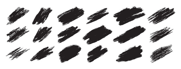 scratch, accidental touch black paint, ink brush stroke shapes, brush lines. Vector dirty grunge elements.