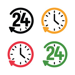 Four color 24 hour clock service icons