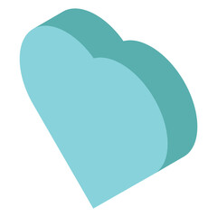 ハート　アイソメトリック　パステル　水色