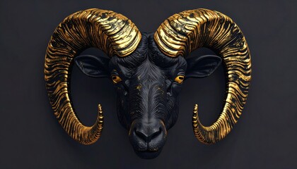 Obraz premium Artistic ram head with golden horns high resolution photo