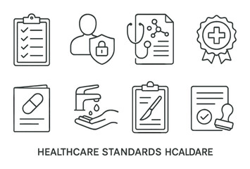 Healthcare and medical outline icons set – clean, simple, hospital symbols