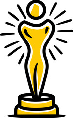 Golden award statue icon achievement success winner prize