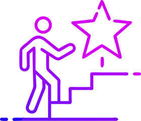 Fototapeta premium Person climbing stairs reaching for star success achievement goal
