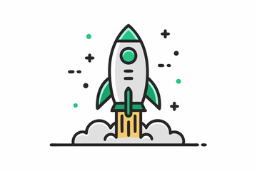 Startup rocket launch icon design illustration graphic