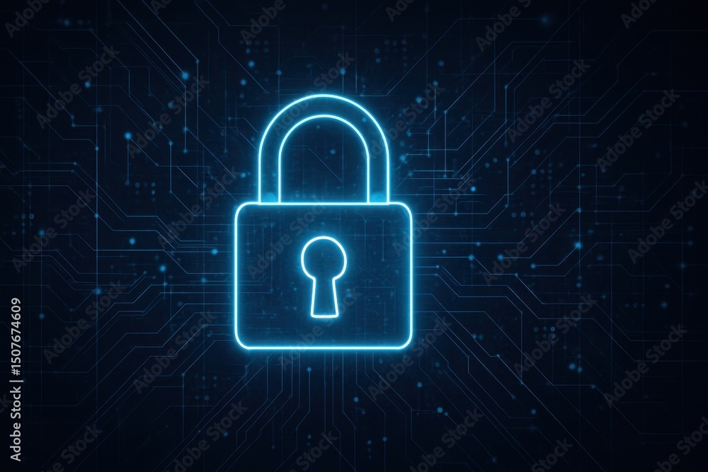 Aufkleber digital padlock icon cyber security network data protection technology virtual interface