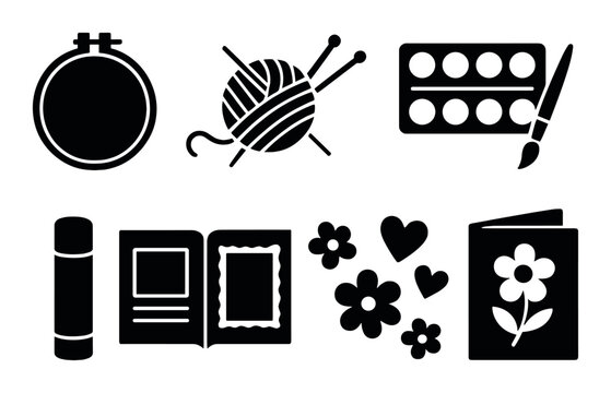 Crafting silhouette icons set – simple, compose and create symbols