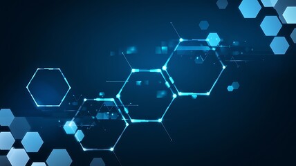 Abstract blue hexagon network technology background