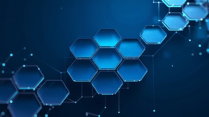 Abstract blue hexagon network digital technology background