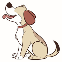 cartoon dog with bone vector illustration 