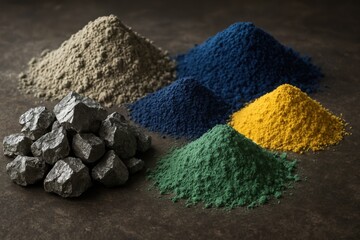 Piles of Mined and Refined Rare Earth Elements Generative
