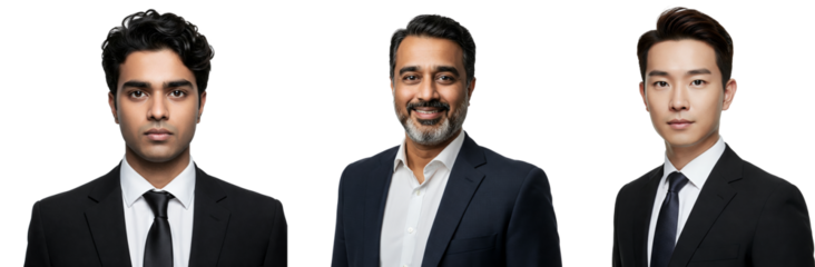 Diverse Businessmen Portraits – Confident Professionals in Formal Attire