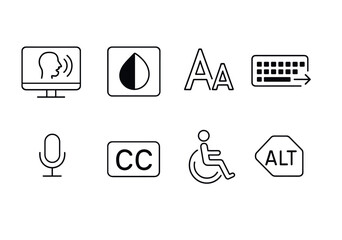 Accessibility line icons set – outline, assistive, disability support symbols