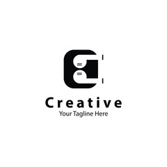 Minimalist music logo, a logo with letter E and earphone for your brand