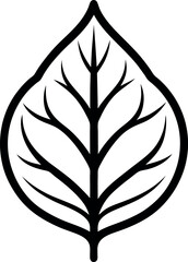 Tobacco leaf outline vector icon on transparent background