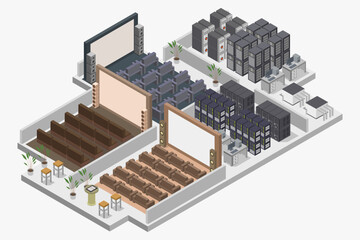 Isometric cinema rooms