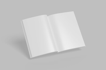 float open magazine or brochure mockup on gray background