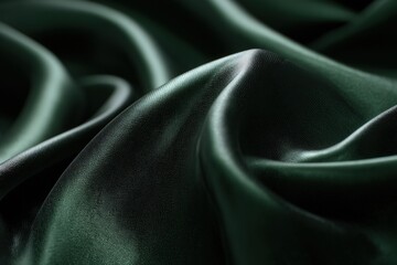 Close Up Dark Green Satin Fabric Texture