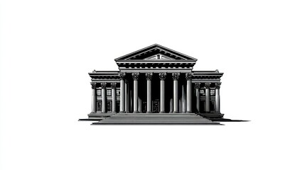 Obraz premium Classical Architecture Illustration Elegant Columns and Triangular Facade Design for Historica
