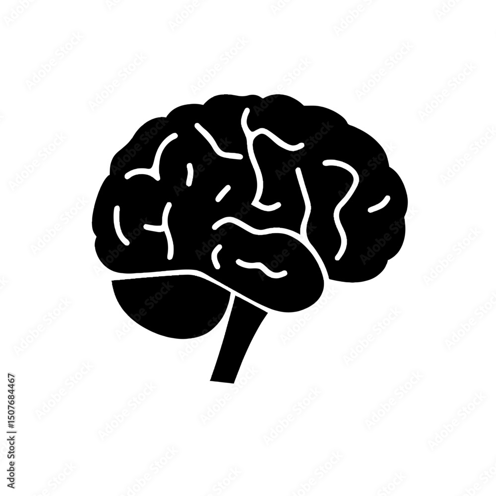 Poster flat icon representing brain, mind or intelligence for application and website use