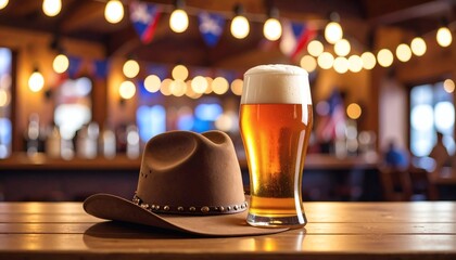 Texas themed bar with beer glass high resolution photo