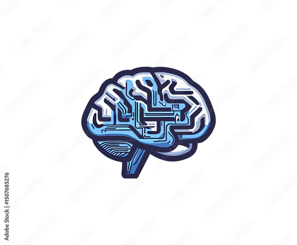 Poster the brain thinks in terms of a solitary, isolated icon that features a filled outline and a line sty