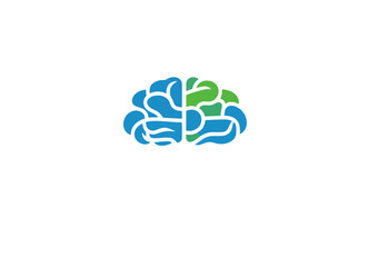 A modern logo concept featuring connected balls, symbolizing science, medicine, and technology, is presented in an abstract brain logo template, accompanied by a contemporary illustration
