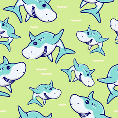 Cute shark pattern background vector design