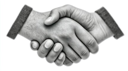 Handshake in Black and White Symbol of Agreement Partnership and Unity for Business and Pers
