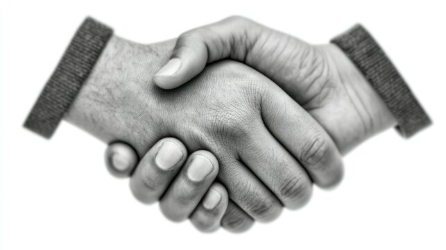 Handshake in Black and White Symbol of Agreement Partnership and Unity for Business and Pers