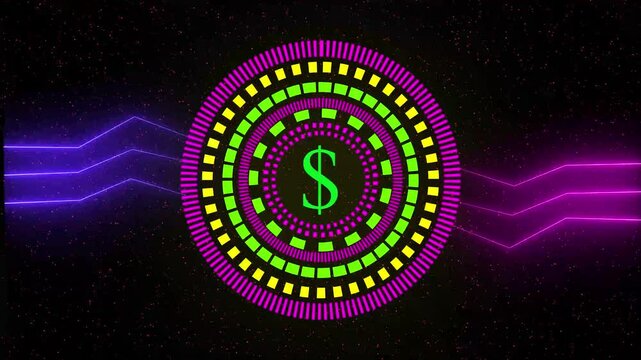 light of Modern design., flight forward through digital corridor, appearing glowing pink blue lines, ultraviolet spectrum., MK Looping Animated