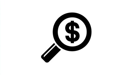 Obraz premium Magnifying Glass Over Dollar Sign Icon for Financial Analysis Budgeting and Economic Researc
