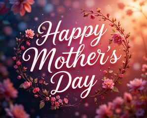 Elegant Mother's Day Greeting Adorned with Blossoms and Subtle Light Glow