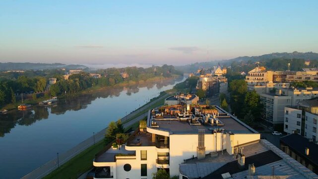 Krakow Old Town View From Above by Drone in Poland