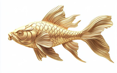 Symbolic Golden Fish Design Representing Liberation Signifying Freedom and Spiritual Awakening isolated on white background