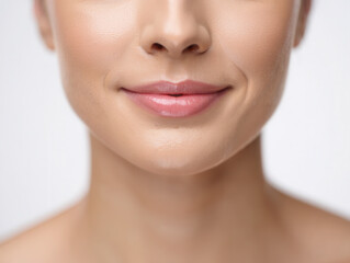 Obraz premium Beauty Macro Shot: Woman's Plump Lips and Flawless Skin