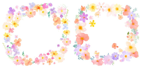 PNG Colorful floral wreaths illustration, element set on transparent background