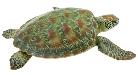 Majestic green sea turtle gracefully swimming in its natural ocean habitat, illustrating marine life and conservation efforts