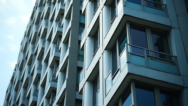 Modern architecture exterior shot, residential building perspective view