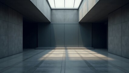 Modern Concrete Architecture with Skylight Illumination and Minimalist Design