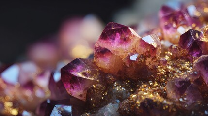 A captivating close-up captures the beauty of amethyst crystals in vibrant colors.