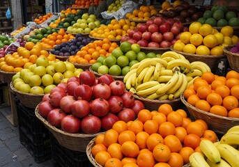 Vibrant Fruit Market Stall: A Colorful Display of Fresh Produce